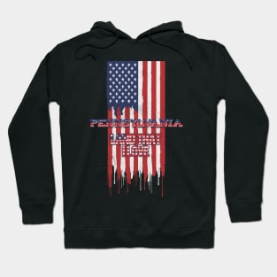 State of Pennsylvania Patriotic Distressed Design of American Flag With Typography - Land That I Love Hoodie